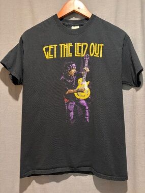 Get The Led Out Led Zeppelin Tribute Band Graphic T-Shirt Autographed Mens Med